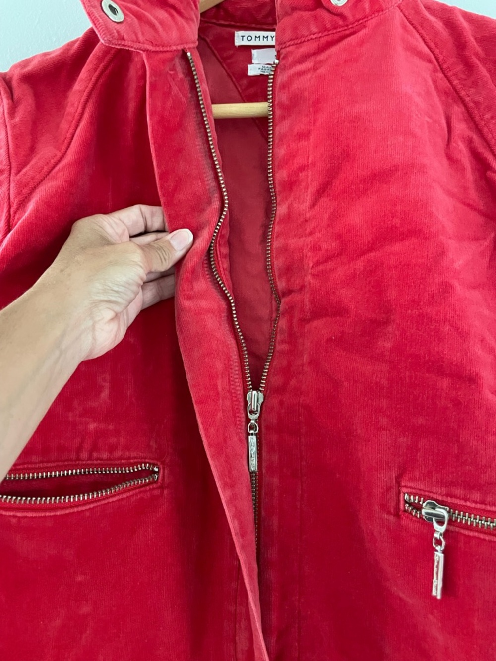 Tommy Hilfiger Red Bomber Zip Up Jacket - Picture 3 of 7